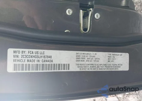 2020 Dodge Charger Gt Rwd from USA, damaged, VIN 2C3CDXHG5LH187848